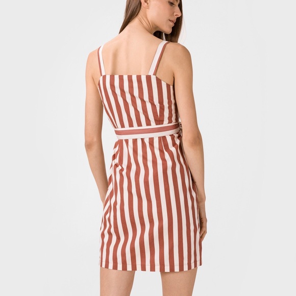 VERO MODA | XL | Masala Delta Button Red Striped Dress 100% Organic Cotton NWT - Picture 3 of 14